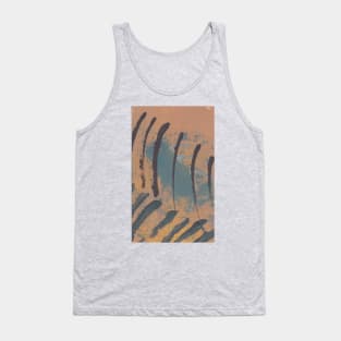 "Fragile Anger" - Orange and Blue Abstract Artwork Markmaking Line Modern Art Tank Top